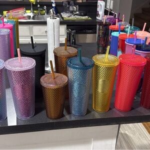 Colorful Textured Tumblers with Straws